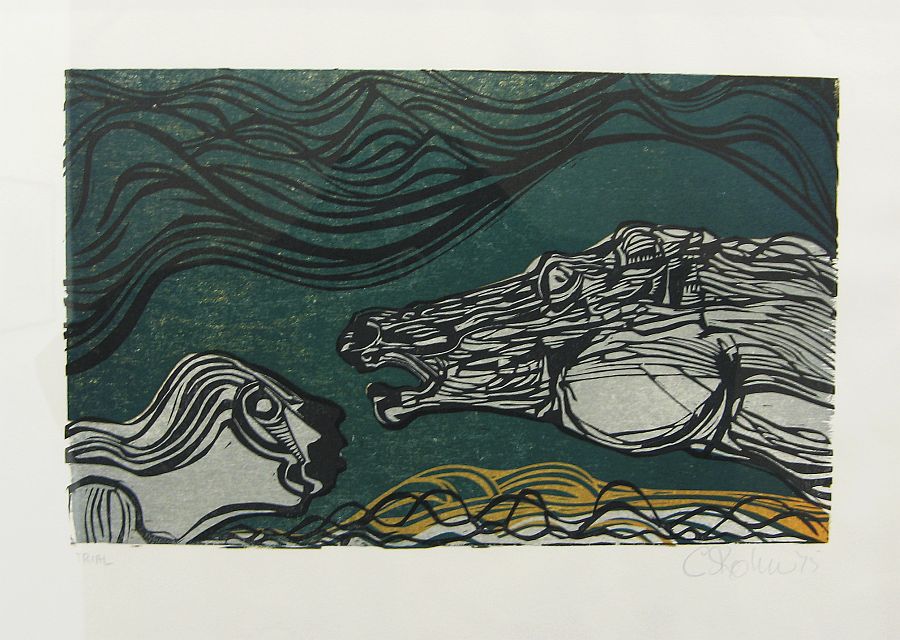Click the image for a view of: Cecil Skotnes. Woodcut Trial print from the White Monday Disaster portfolio. 460X610mm